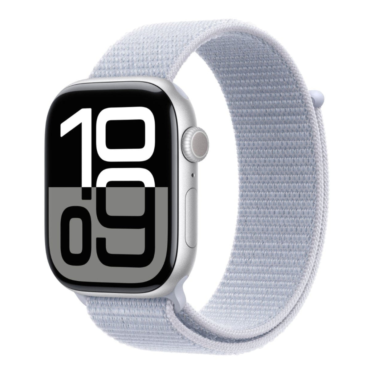 Apple Watch Series 10 GPS + Cellular 46mm Silver Aluminium Case with Blue Cloud Sport Loop MWY23QA/A