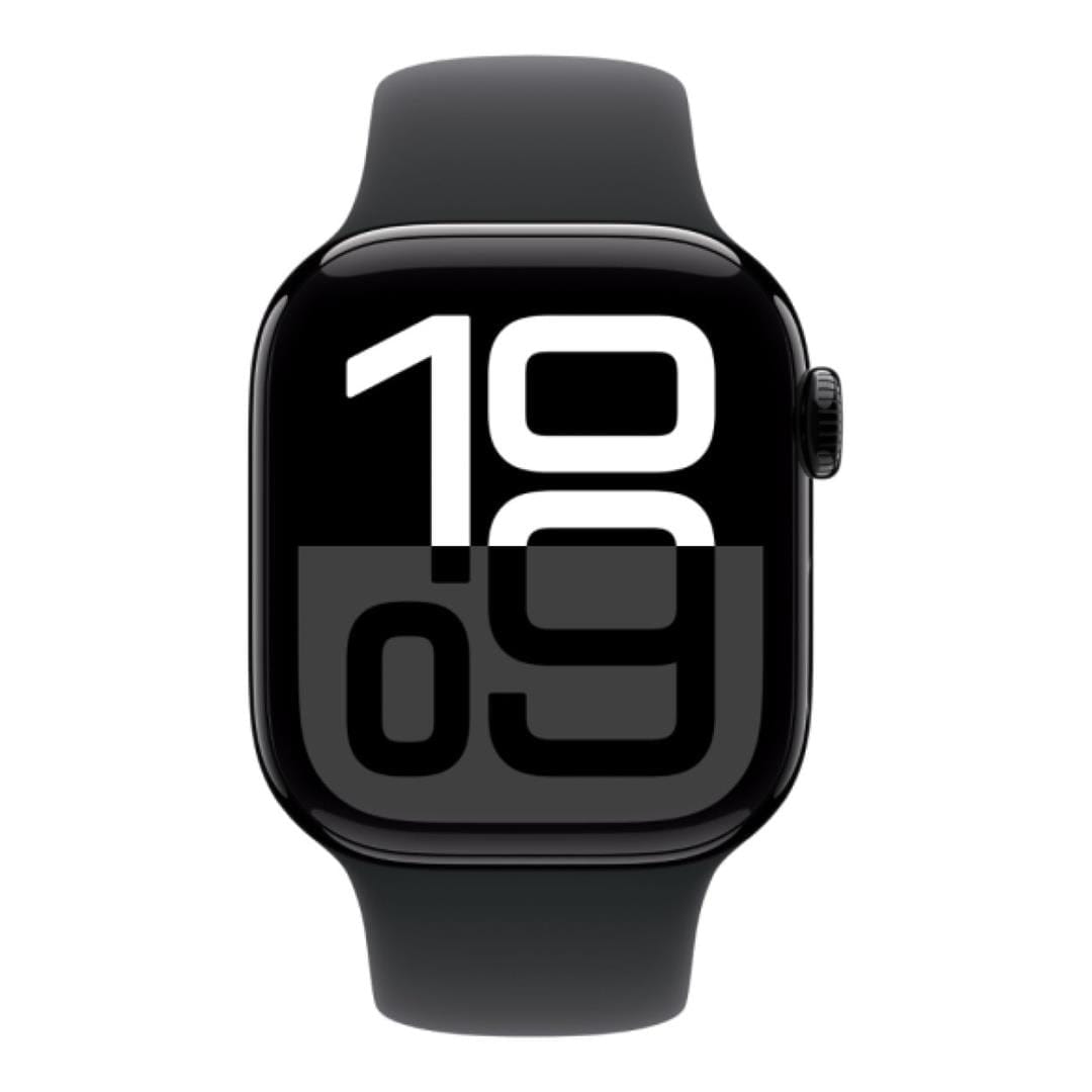 Apple Watch Series 10 GPS LTE 46mm Jet Black Aluminium Case with Black Sport Band - Medium/Large MWY43QA/A