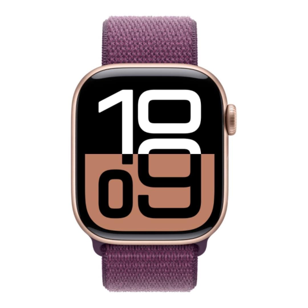 Apple Watch Series 10 GPS LTE 46mm Rose Gold Aluminium Case with Plum Sport Loop MWY83QA/A