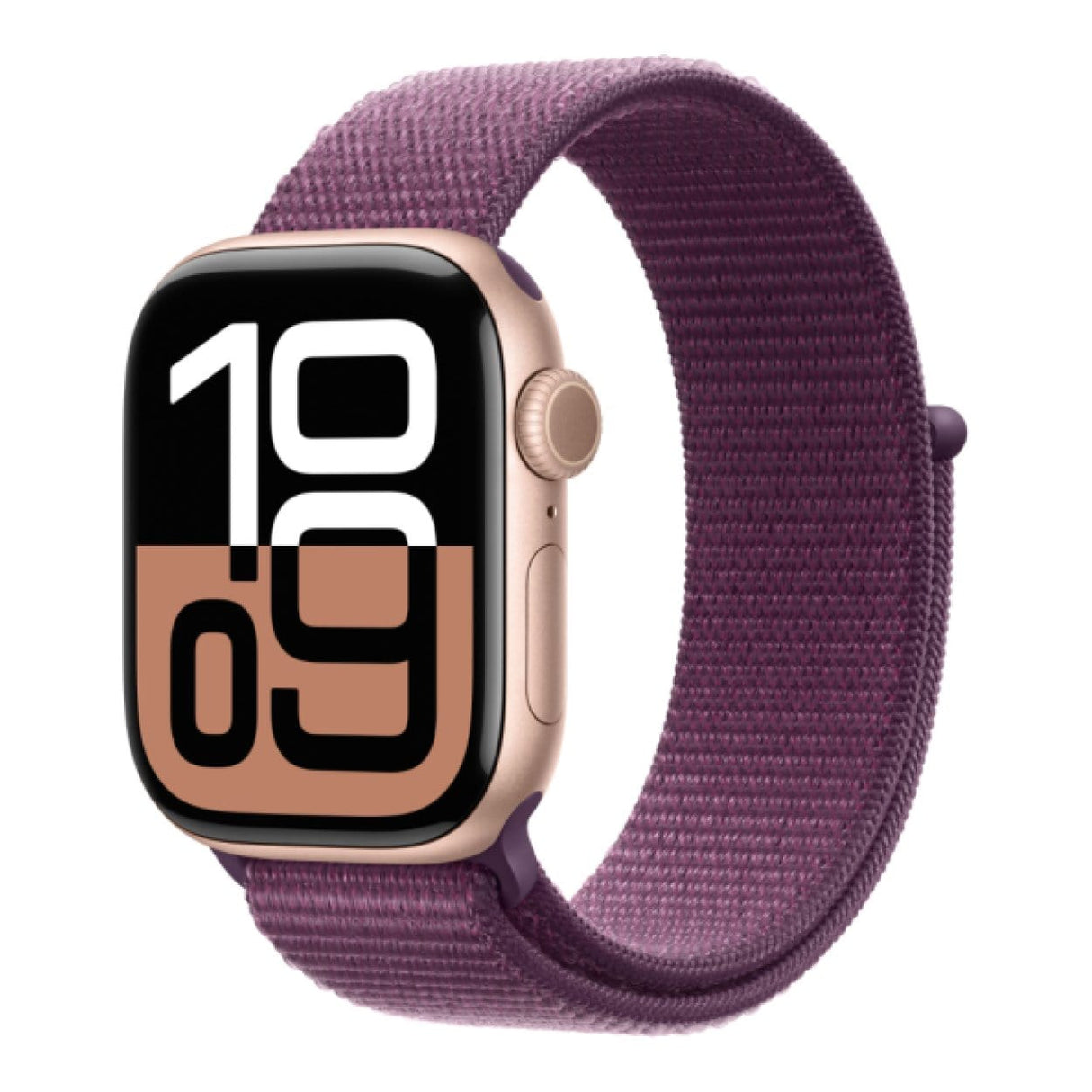 Apple Watch Series 10 GPS LTE 46mm Rose Gold Aluminium Case with Plum Sport Loop MWY83QA/A