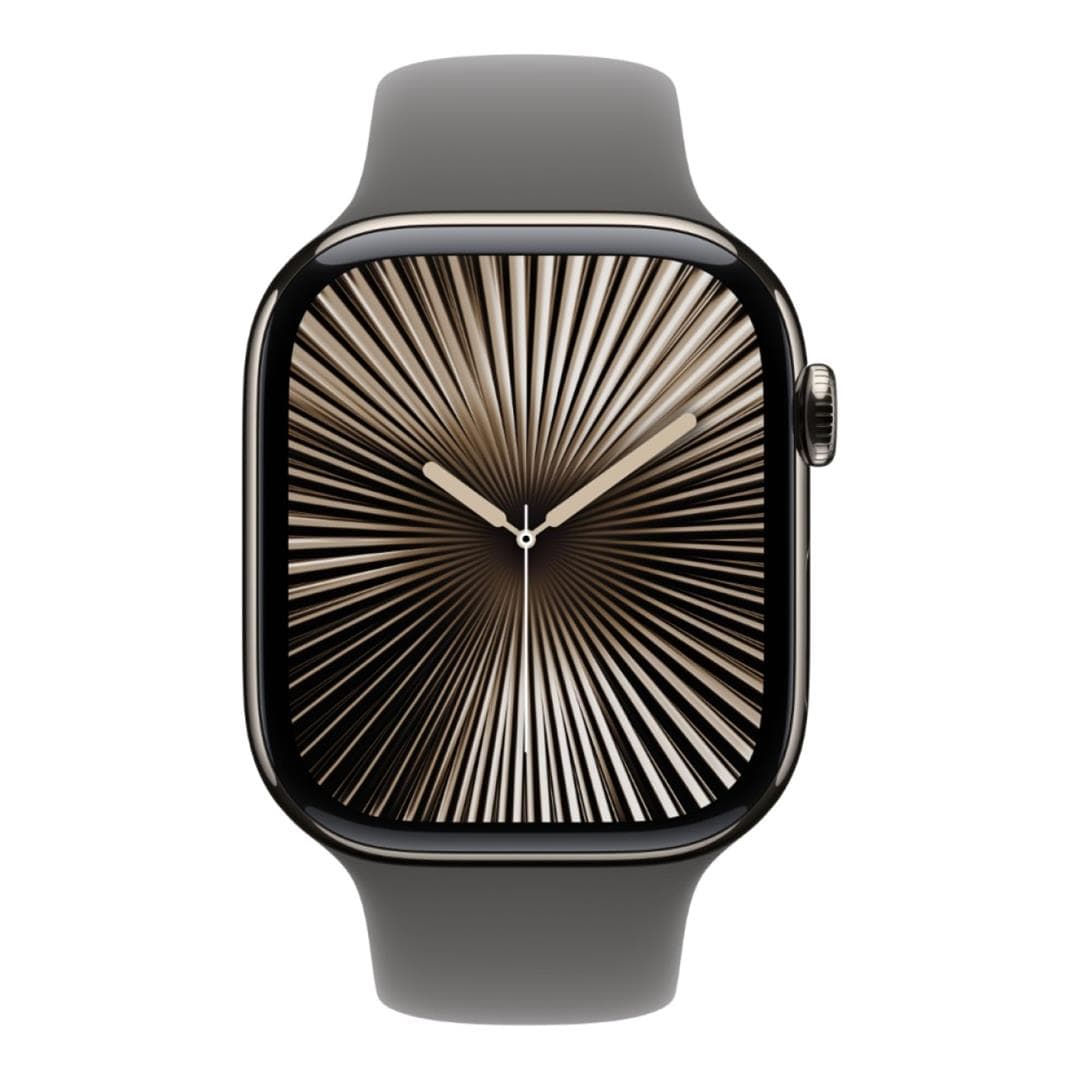 Apple Watch Series 10 GPS + Cellular 46mm Natural Titanium Case with Stone Grey Sport Band M/L MWYA3QA/A