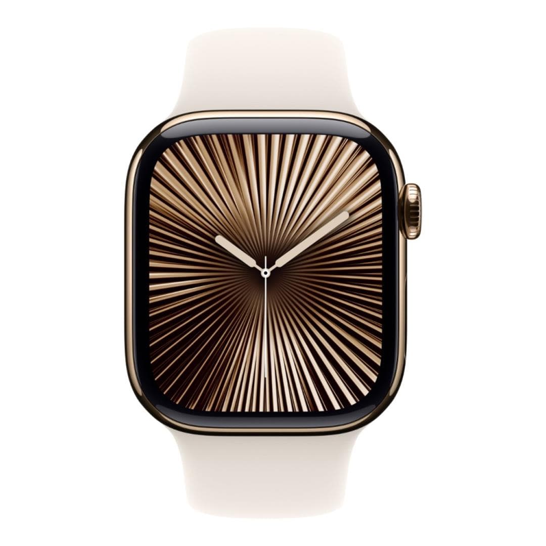 Apple Watch Series 10 GPS + Cellular 42mm Gold Titanium Case with Starlight Sport Band S/M MX063QA/A