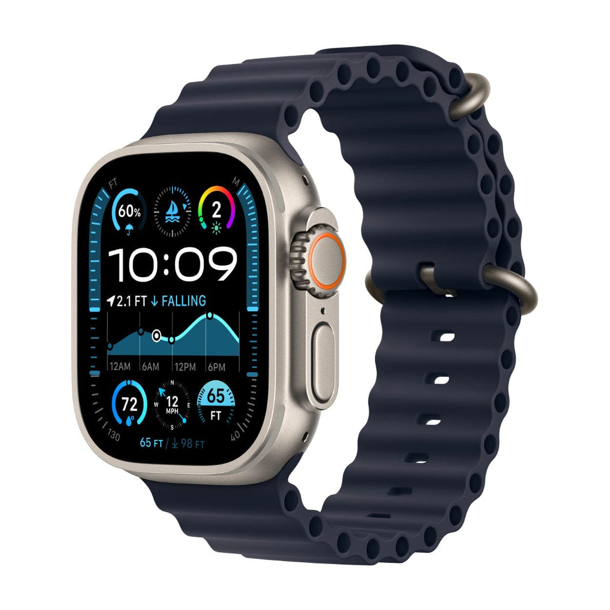 Apple Watch Ultra 2 GPS + Cellular 49mm Natural Titanium Case with Navy Ocean Band