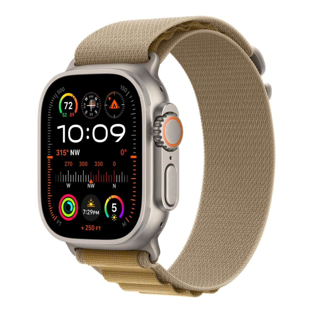 Apple Watch Ultra 2 GPS + Cellular 49mm Natural Titanium Case with Tan Alpine Loop Medium MX4F3QA/A