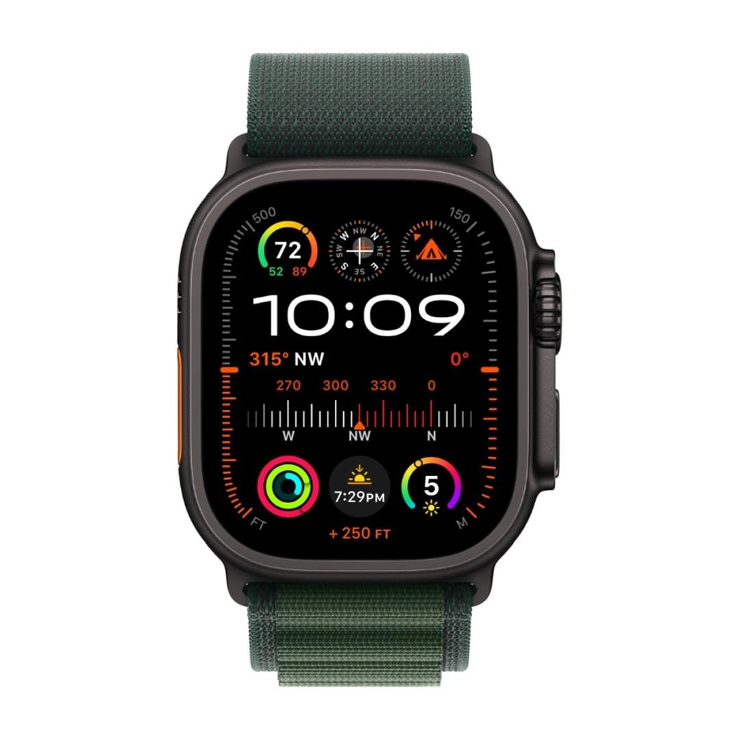 Apple Watch Ultra 2 GPS + Cellular 49mm Black Titanium Case with Dark Green Alpine Loop