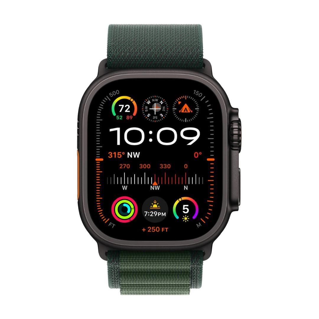 Apple Watch Ultra 2 GPS + Cellular 49mm Black Titanium Case with Dark Green Alpine Loop Large