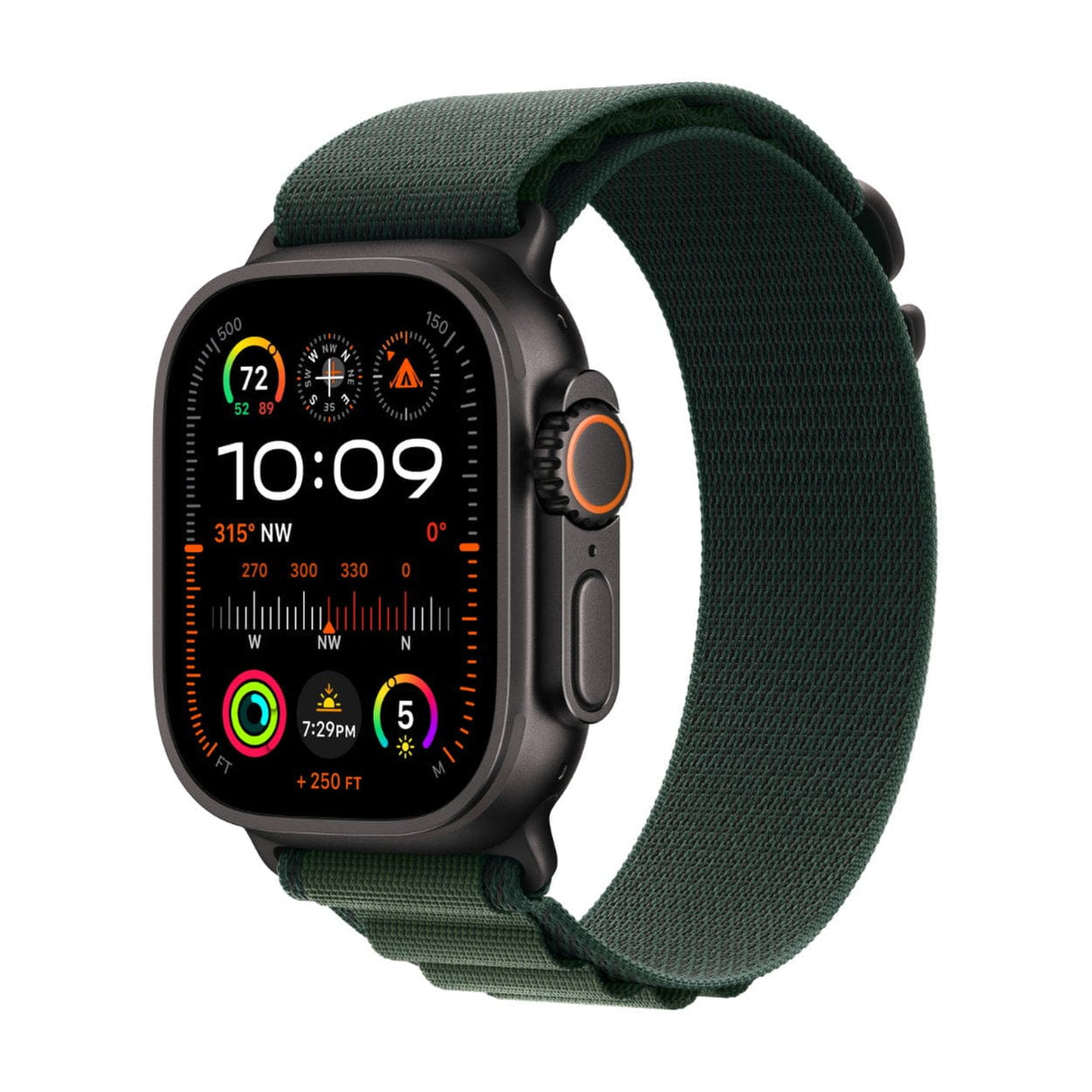 Apple Watch Ultra 2 GPS + Cellular 49mm Black Titanium Case with Dark Green Alpine Loop Large