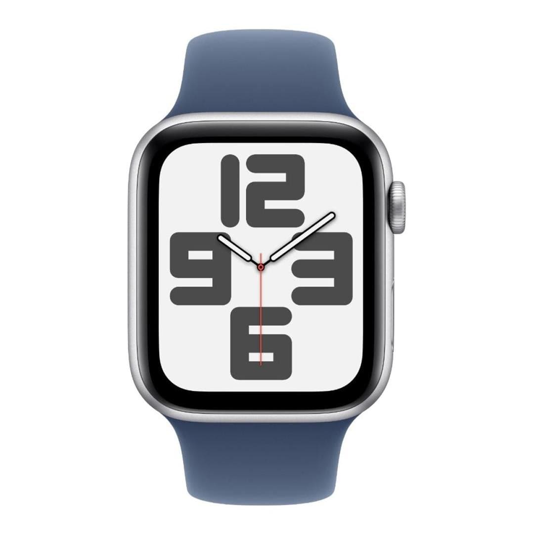Apple Watch SE GPS 44mm Silver Aluminium Case with Denim Sport Band M/L MXER3QA/A