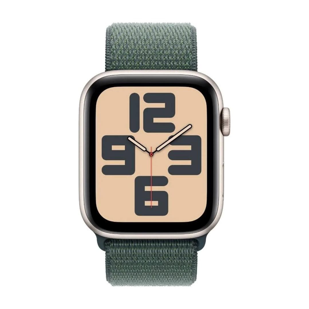 Apple Watch SE GPS 44mm Starlight Aluminium Case with Lake Green Sport Loop