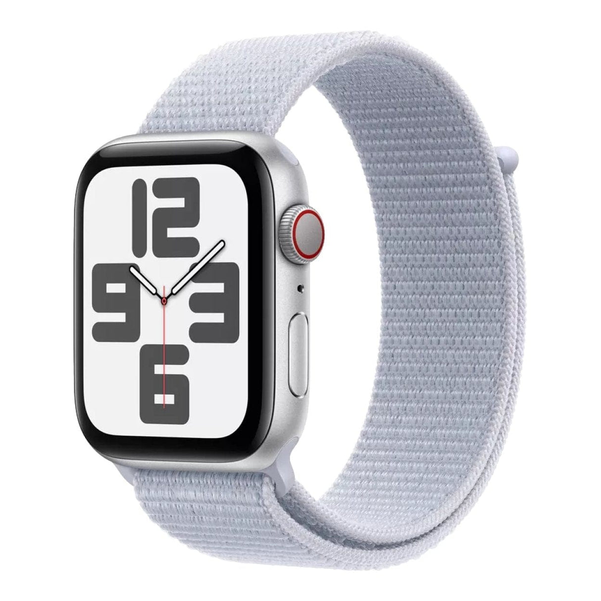 Apple Watch SE GPS + Cellular 40mm Silver Aluminium Case with Blue Cloud Sport Loop MXGE3QA/A