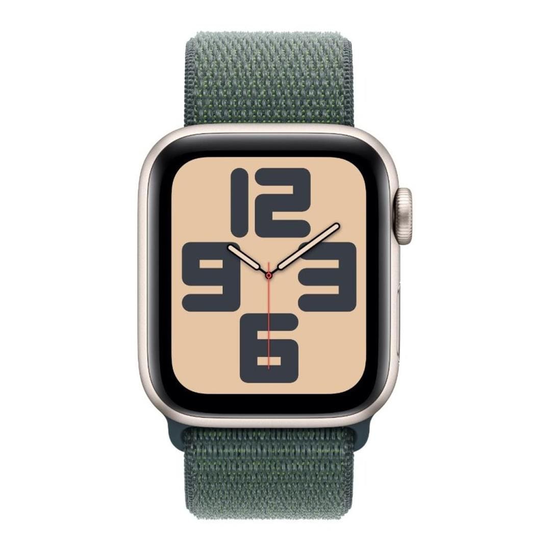 Apple Watch SE GPS + Cellular 40mm Starlight Aluminium Case with Lake Green Sport Loop MXGH3QA/A