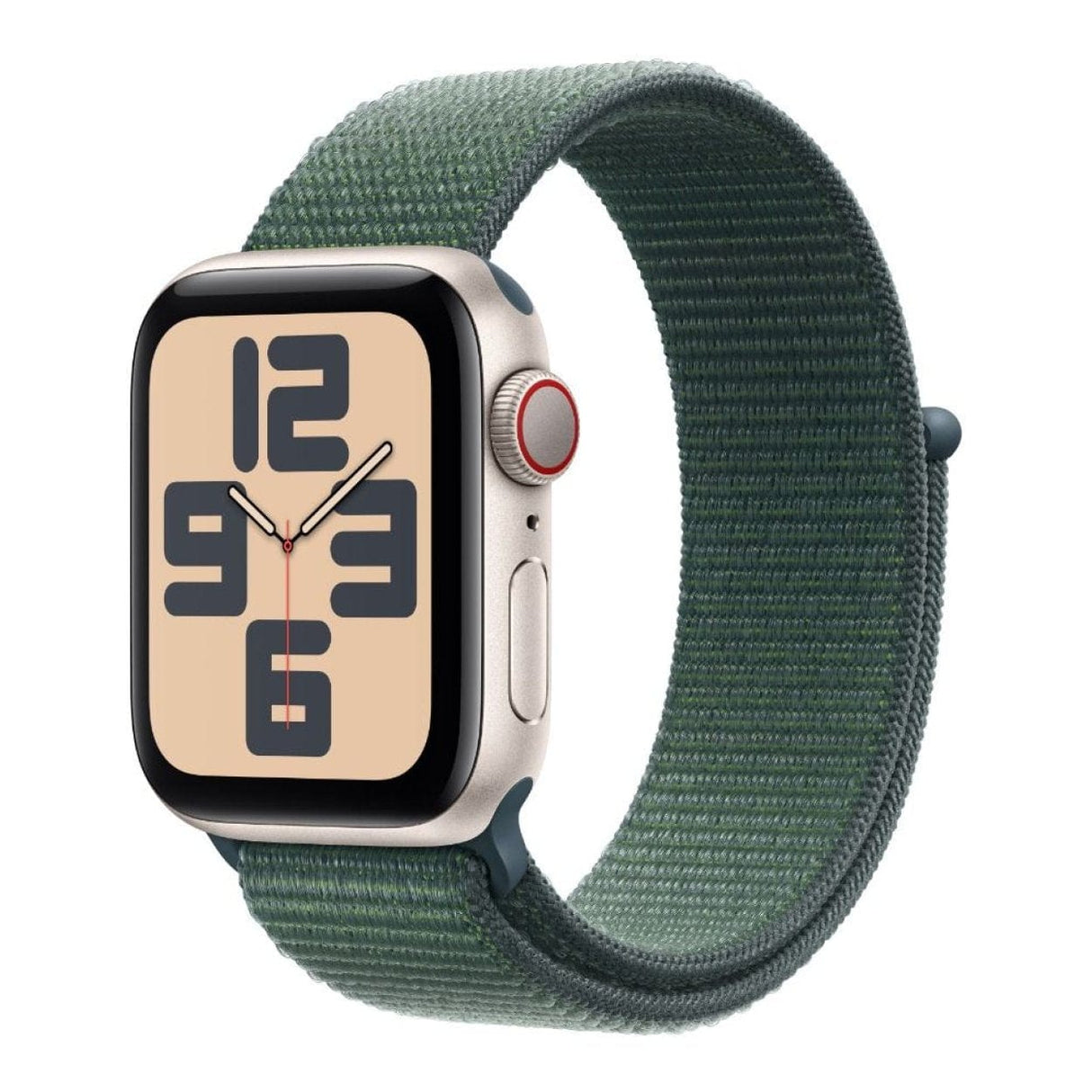 Apple Watch SE GPS + Cellular 40mm Starlight Aluminium Case with Lake Green Sport Loop MXGH3QA/A