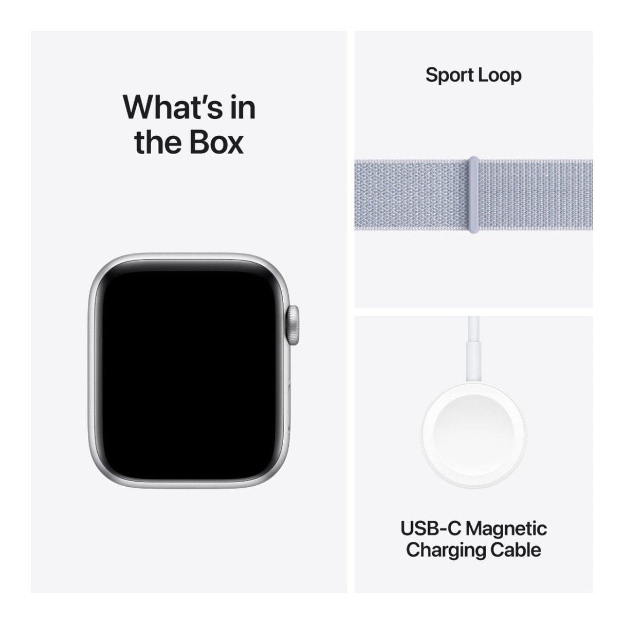 Apple Watch SE GPS + Cellular 44mm Silver Aluminium Case with Blue Cloud Sport Loop MXGR3QA/A