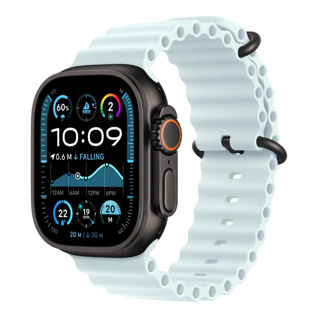 Apple Watch 49mm Ice Blue Ocean Band Extension - Black Titanium Finish MYP93ZM/A