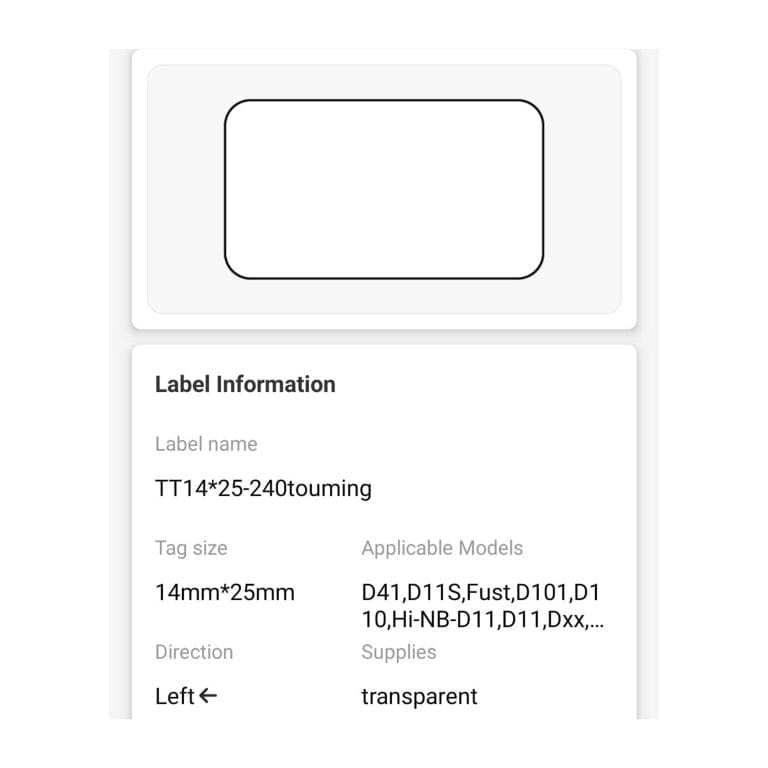 Niimbot NB115 14 x 25mm Transparent Thermal Labels - 240 per Roll