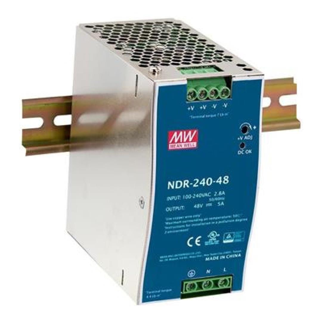 Mean Well AC-DC 240W Single Output Industrial DIN Rail Power Supply Blue NDR-240-48