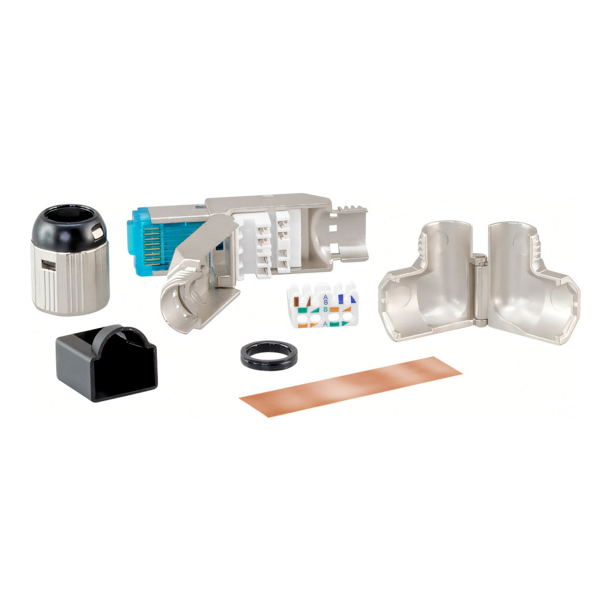 LinkQnet CAT8 Shielded Field Plug with 90-Degree Adapter NET-CAT8-SH-ANGLECON