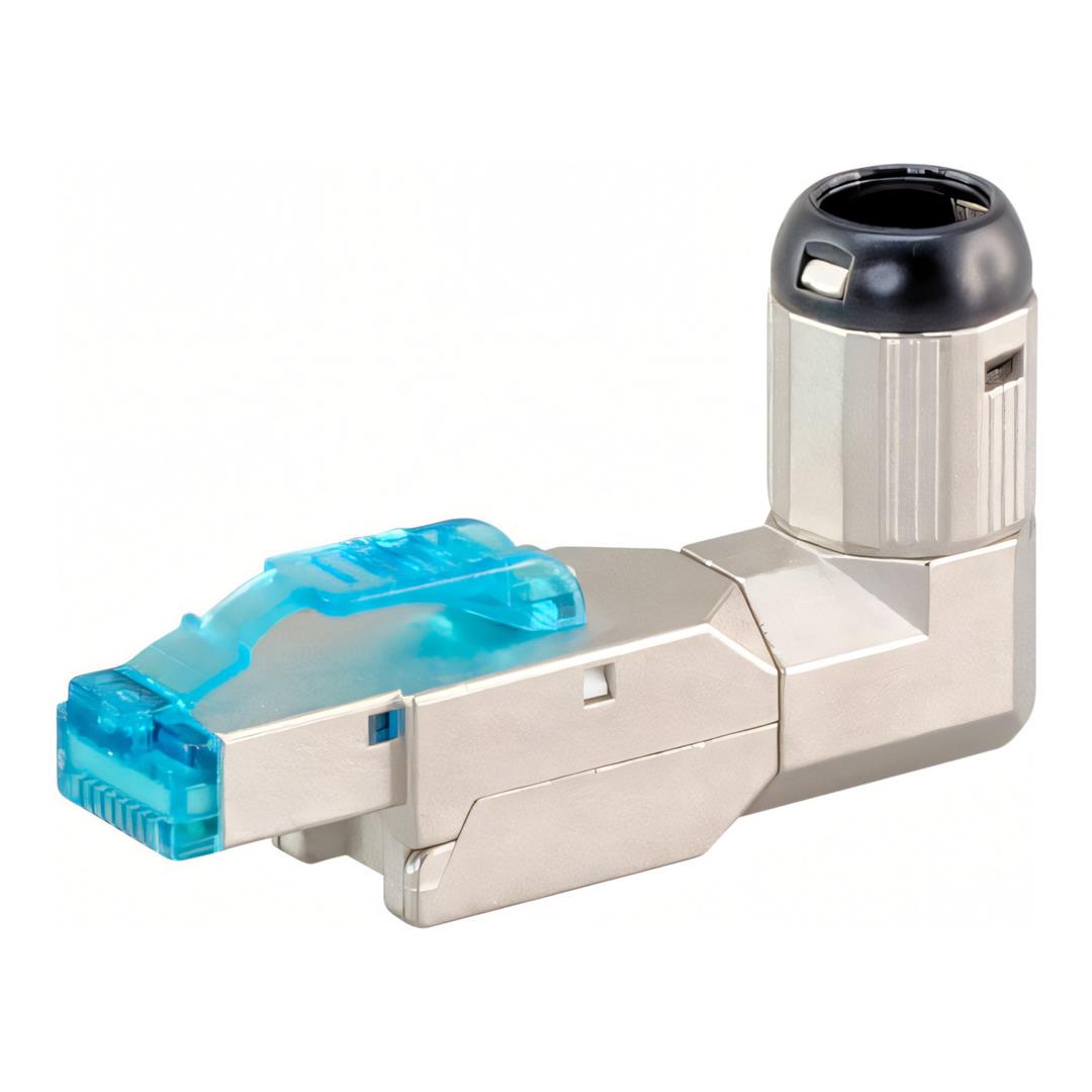 LinkQnet CAT8 Shielded Field Plug with 90-Degree Adapter NET-CAT8-SH-ANGLECON