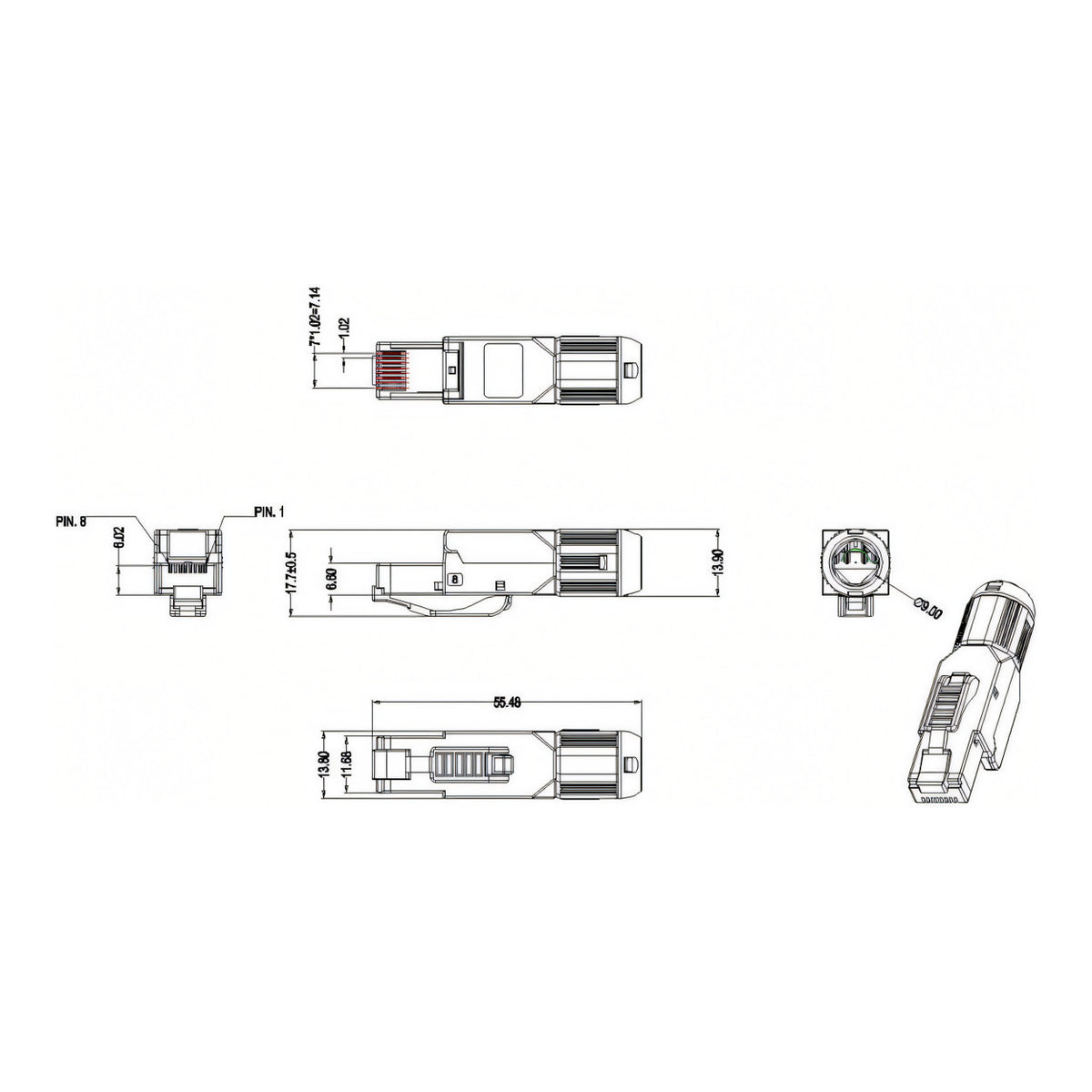 LinkQnet CAT8 Shielded Field Plug NET-CAT8-SH-CON