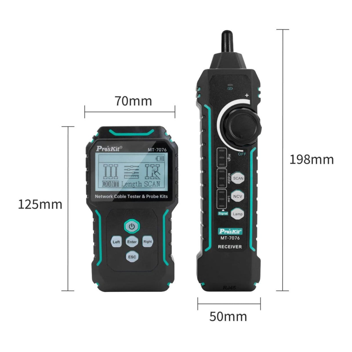 Pro'sKit MT-7076 LCD PoE Network Cable Tester and Probe Kit