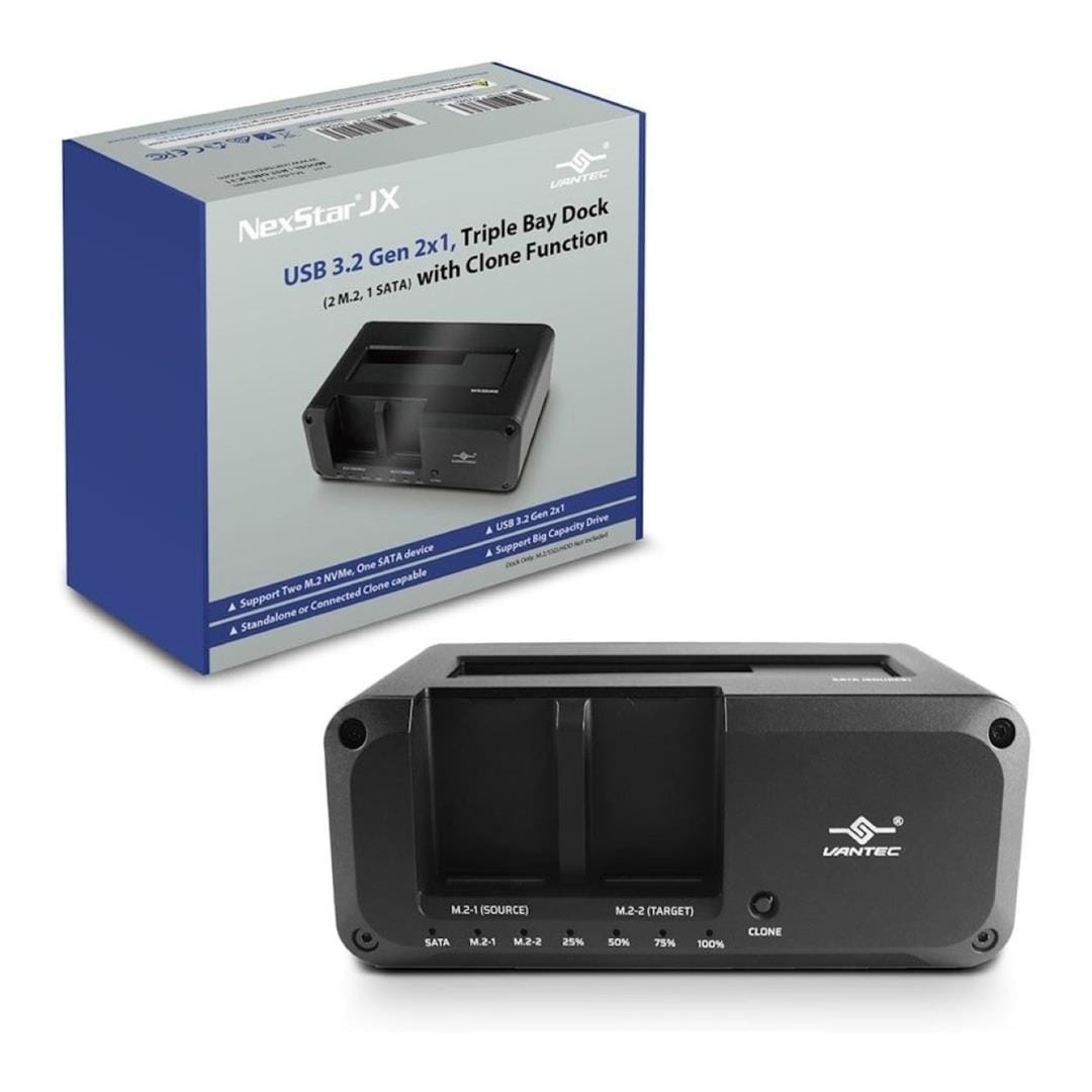 Vantec NexStar JX USB 3.2 Gen 2x1 Triple Bay M.2 NVMe & SATA III Clone Dock NST-DM12C31