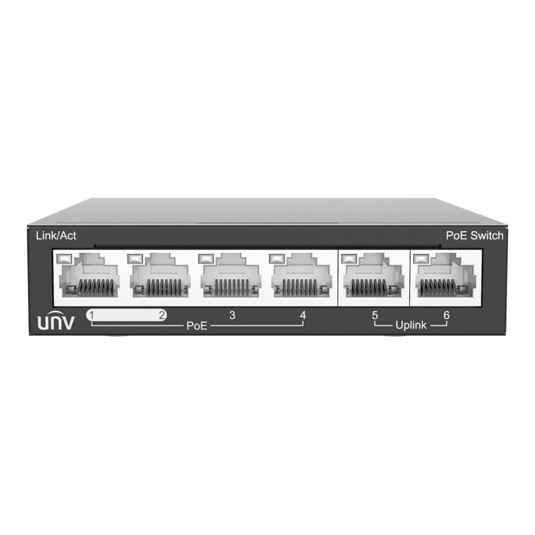 Uniview 4-port Fast Ethernet PoE Unmanaged Switch with 2x Ethernet Uplink ports NSW2020-6T-POE-IN