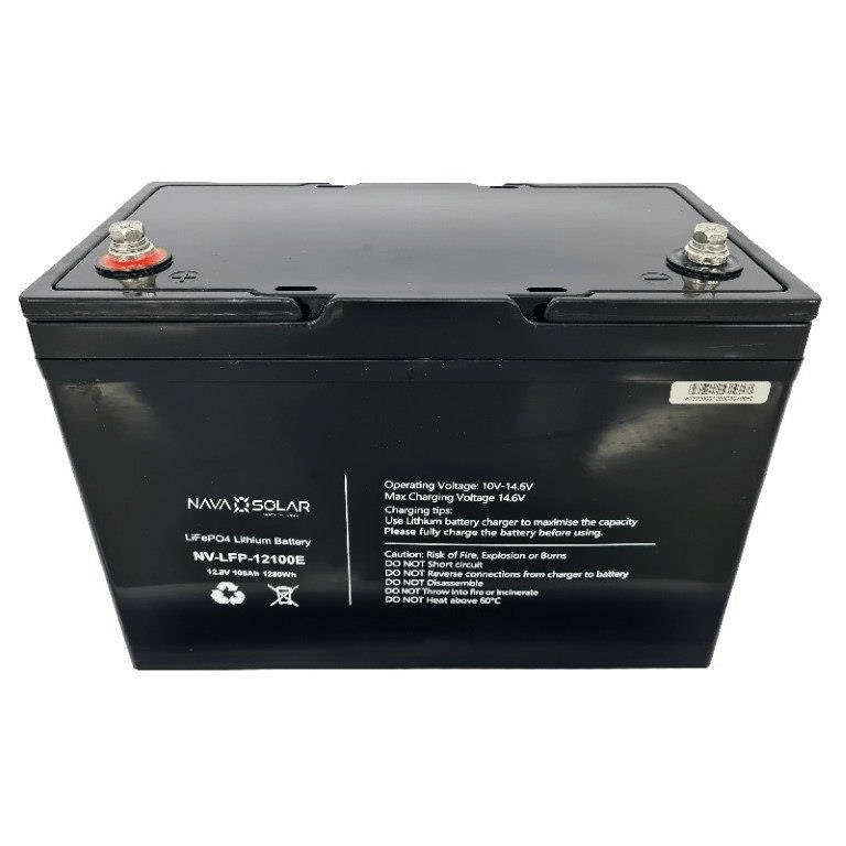 NavaSolar 12.8V 100AH 1.28kWH LifePO4 IP65 Battery Pack NV-LFP-12100E