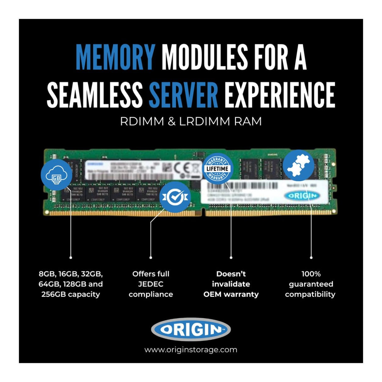 Origin Storage OM32G43200R2RX4E12 ECC RDIMM Memory Module 32GB 1 x 32GB DDR4 3200MHz