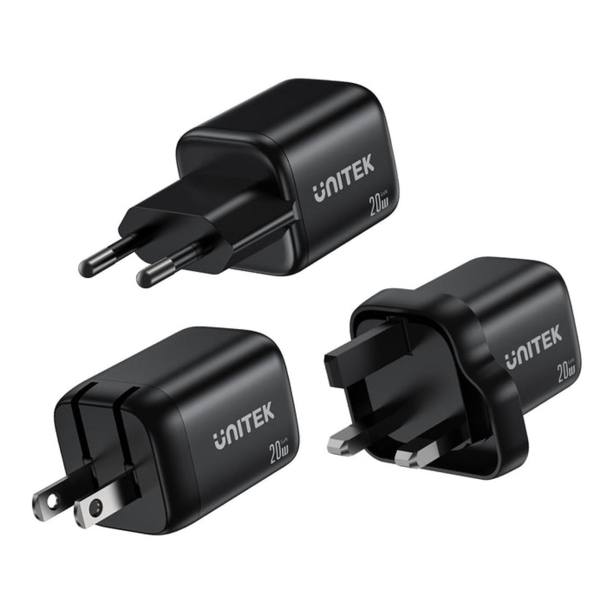 Unitek Zeno 20W 2-Port GaN Wall Charger USB-C/USB-A Black P1128ABK01-UK