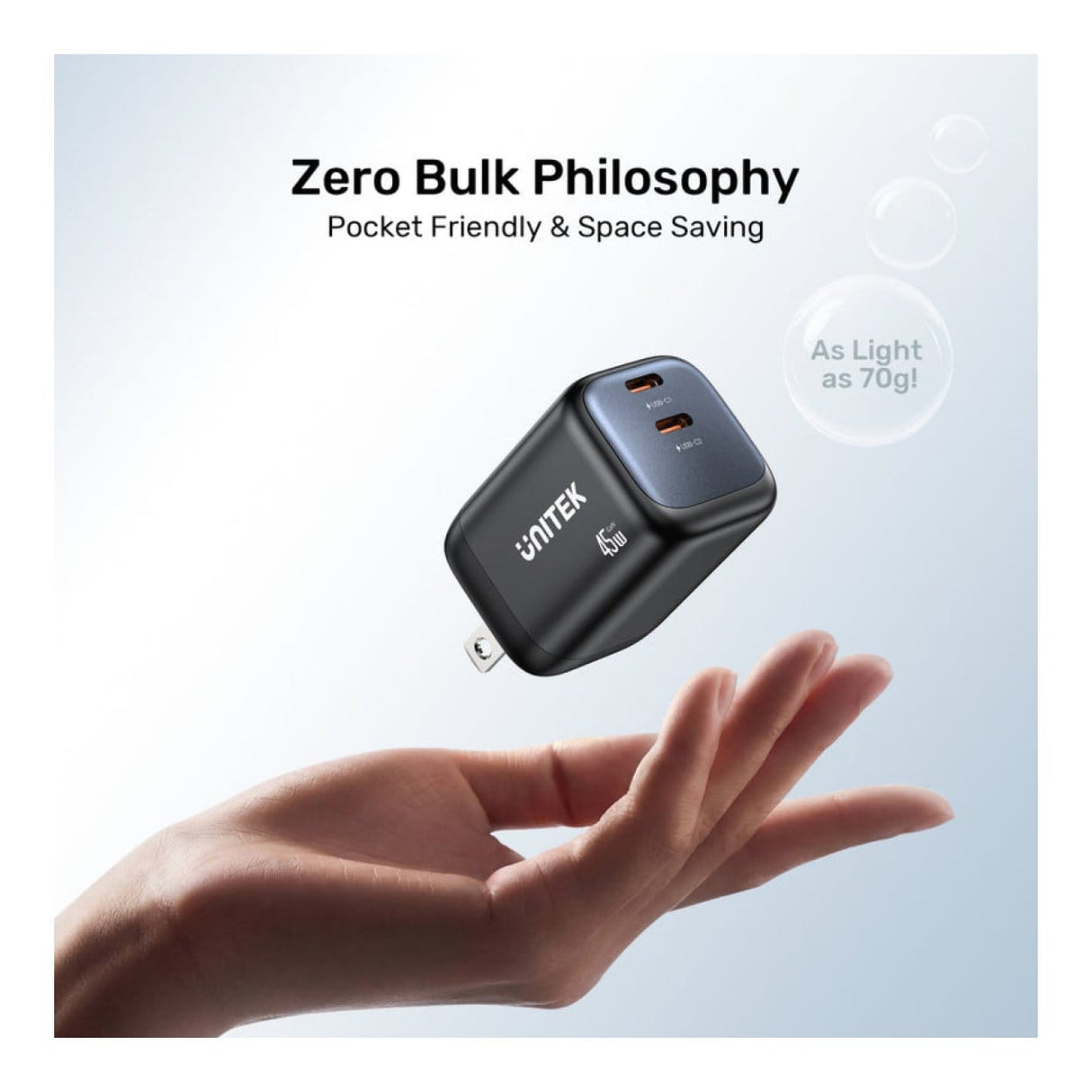 Unitek Zeno 45W 2-port GaN Wall Charger P1129ABK