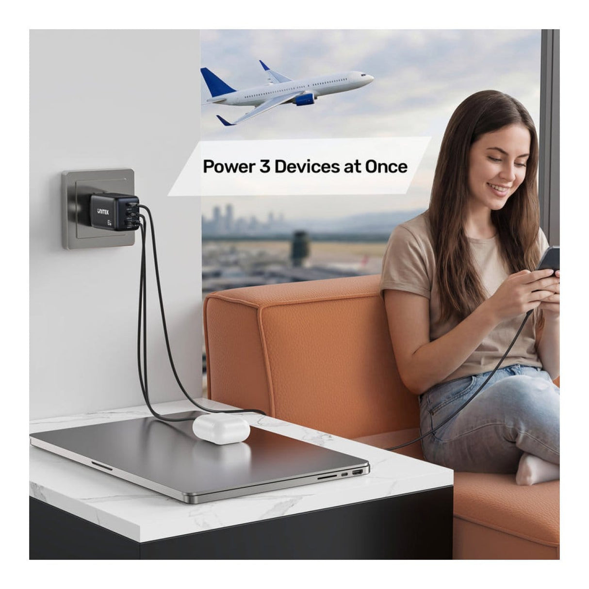 Unitek Zeno 65W 3-port GaN Wall Charger P1130ABK