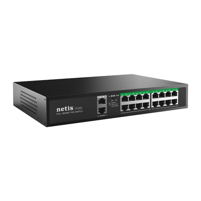 Netis P116GC 16-port GbE PoE Switch with 2x GbE Uplink ports
