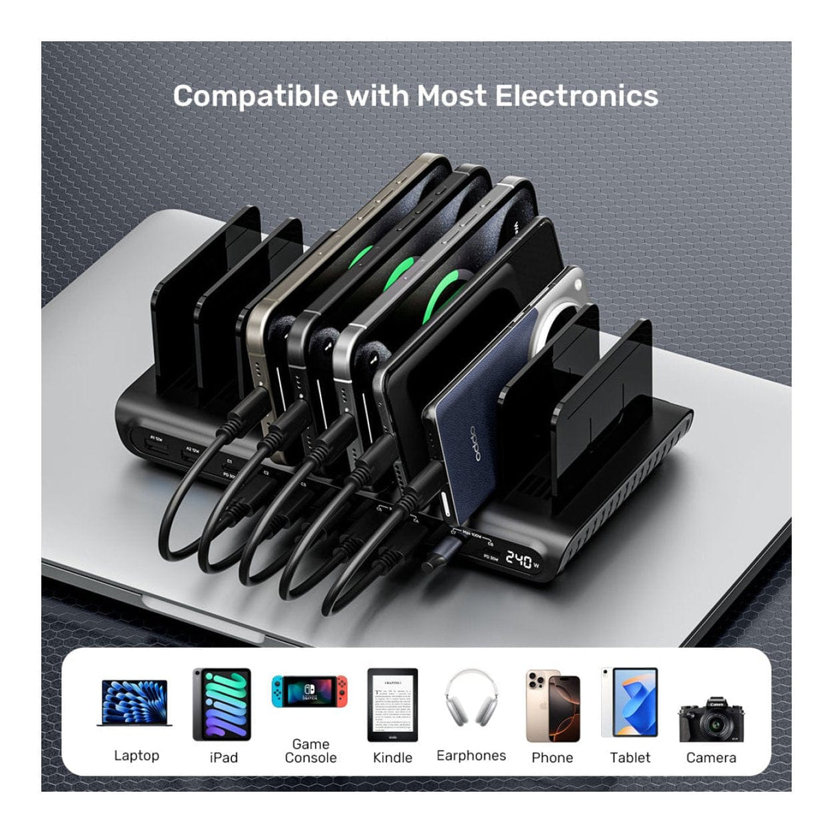 Unitek uCharge 10-port 240W USB Smart Charging Station P1230CBK01-UK