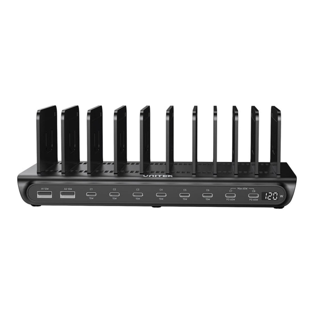 Unitek uCharge 120W 10-Port USB-C/A Smart Charging Station Black P1230EBK01-US