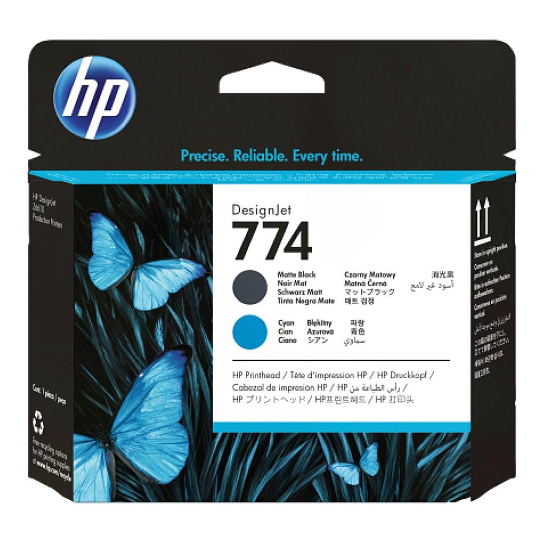 HP 774 DesignJet Matte Black and Cyan Printhead P2W01A