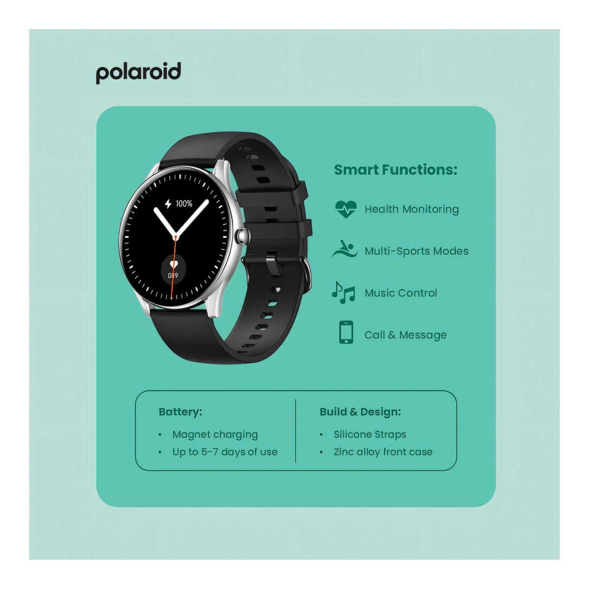 Polaroid Elite Smart Watch Black PA81BK