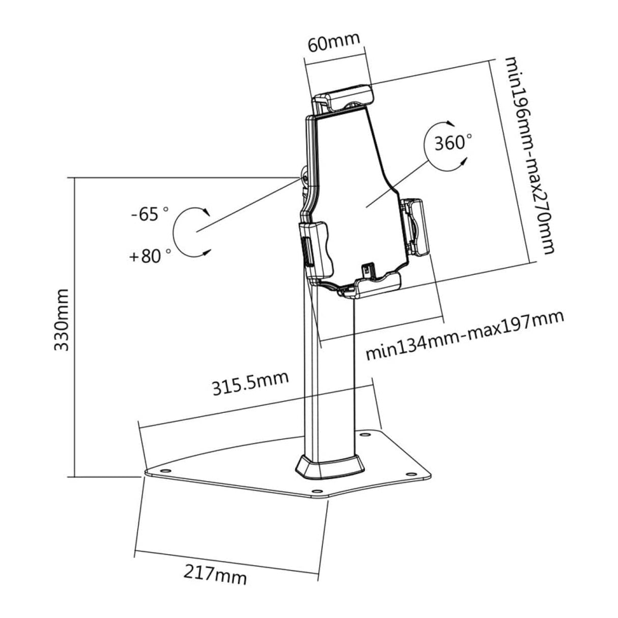 LinkQnet Bracket 7.9-10.5-inch Universal Anti-Theft Tablet Countertop Holder PAD21-03OPEN (Open Box)