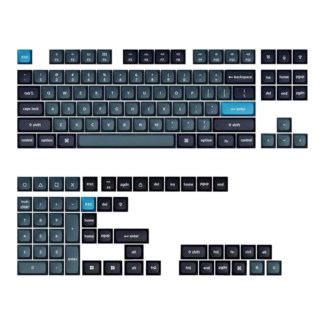Keychron Double Shot KSA PBT Keycap Full Keycap Set Dark Grey and Greyish Blue PBT-45