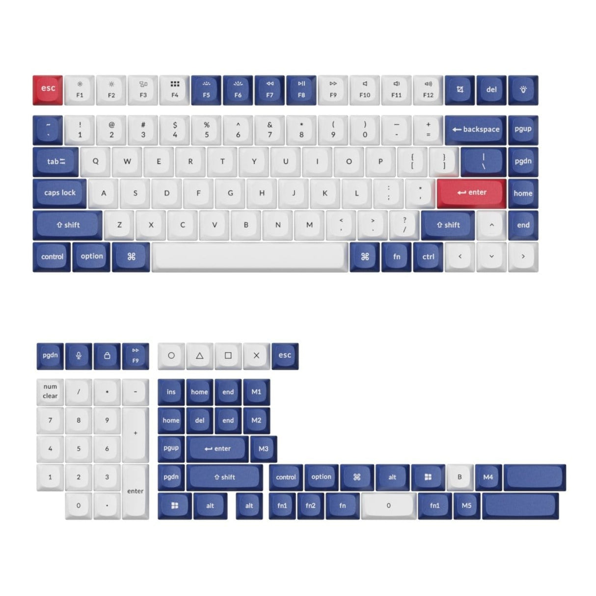Keychron Double-Shot PBT OSA Profile Keycap Set Blue and White PBT-53