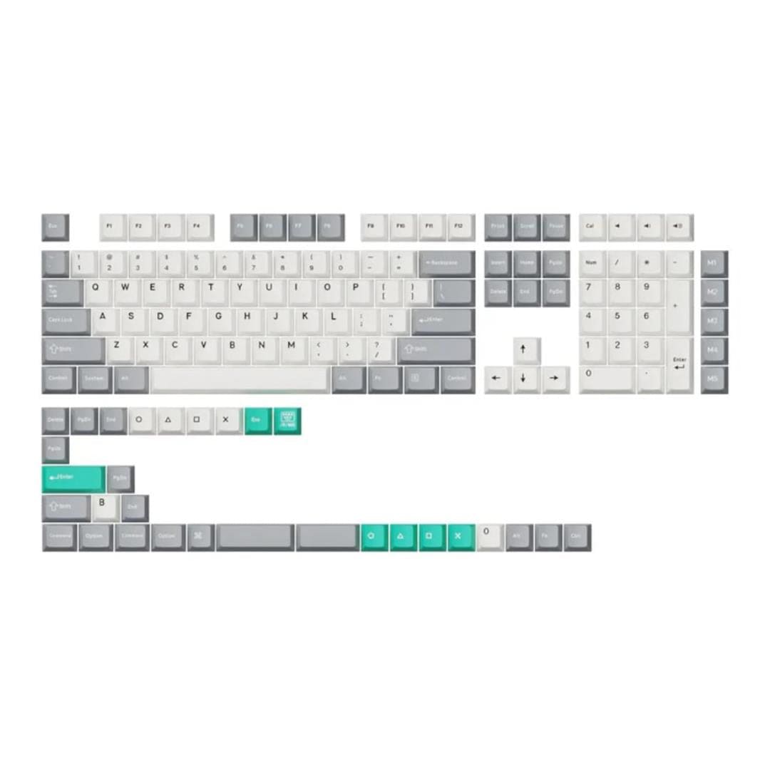 Keychron Cherry Profile Double Shot PBT Full Keycap Set - Grey/White/Mint PBT-66