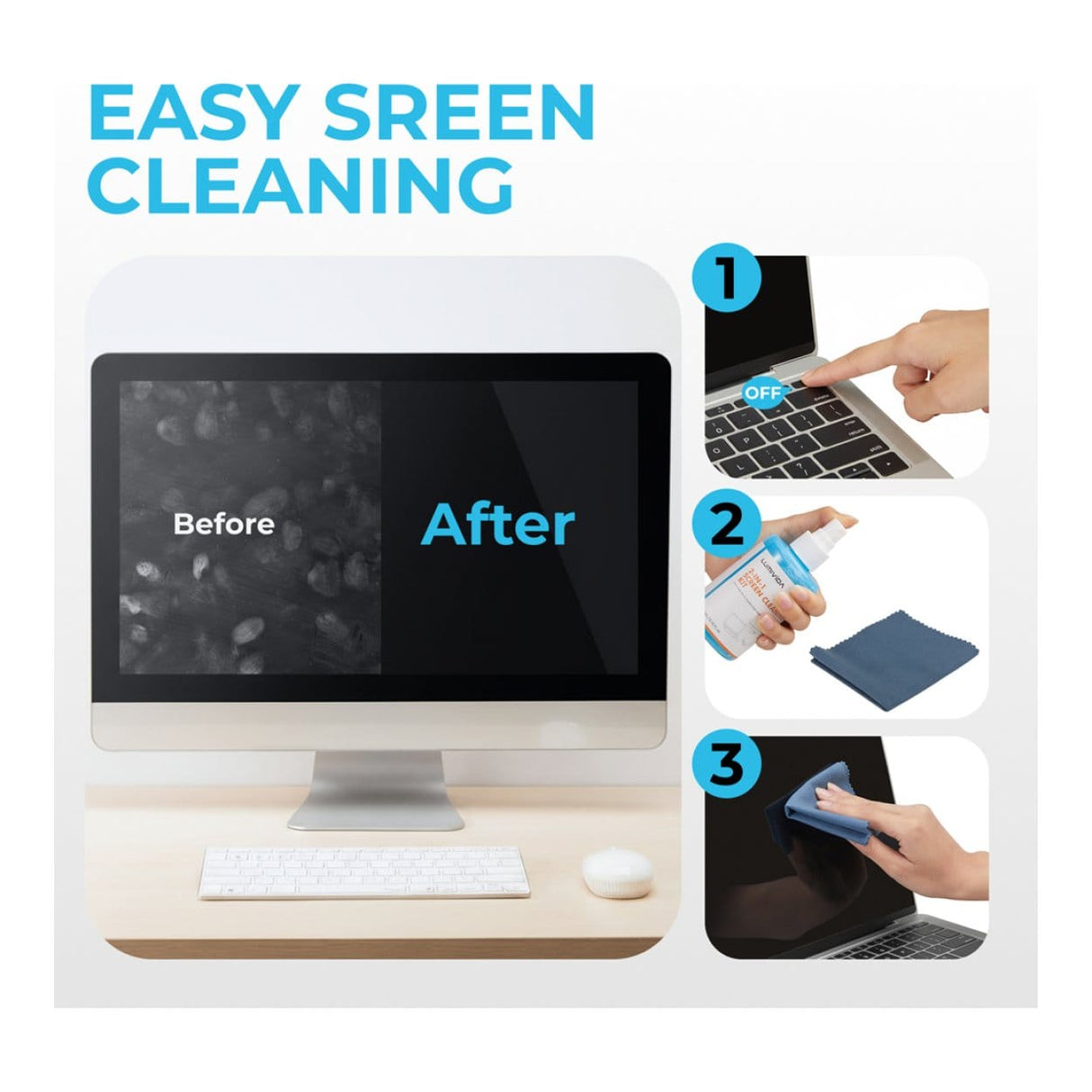 LinkQnet 2-in-1 Screen Cleaner Kit PC-CLEAN-SC-3LV