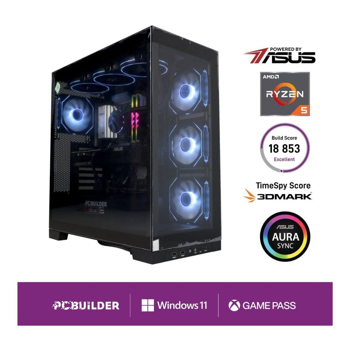PCBuilder MAVERICK Gaming Desktop PC - AMD Ryzen 5 7600 1TB SSD 32GB RAM RTX 5070 Win 11 Home