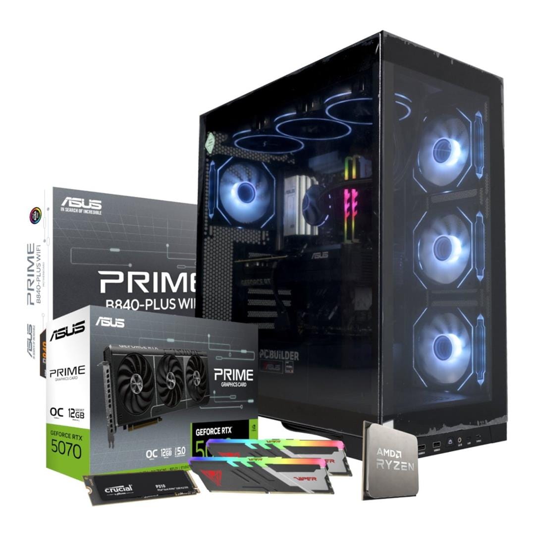 PCBuilder MAVERICK Gaming Desktop PC - AMD Ryzen 5 7600 1TB SSD 32GB RAM RTX 5070 Win 11 Home