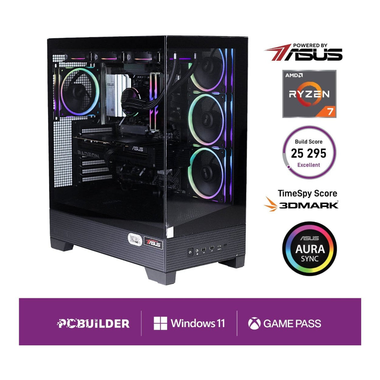 PCBuilder MAXIMUS Gaming Desktop PC - AMD Ryzen 7 7800X3D 1TB SSD 32GB RAM Radeon RX 9070 XT Win 11 Home