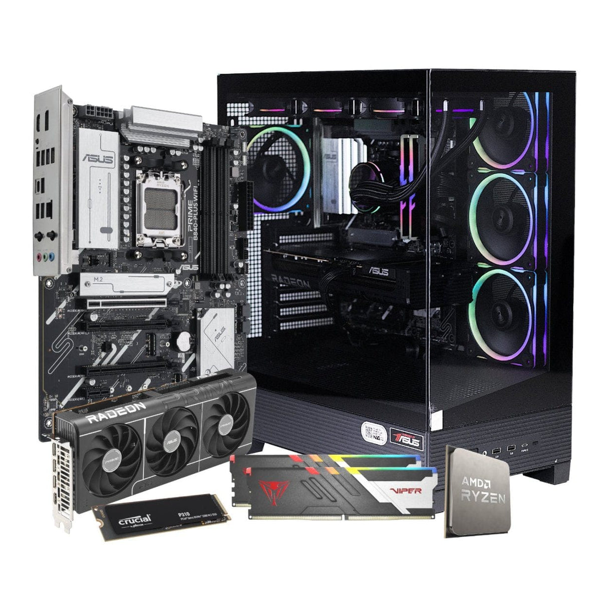 PCBuilder MAXIMUS Gaming Desktop PC - AMD Ryzen 7 7800X3D 1TB SSD 32GB RAM Radeon RX 9070 XT Win 11 Home
