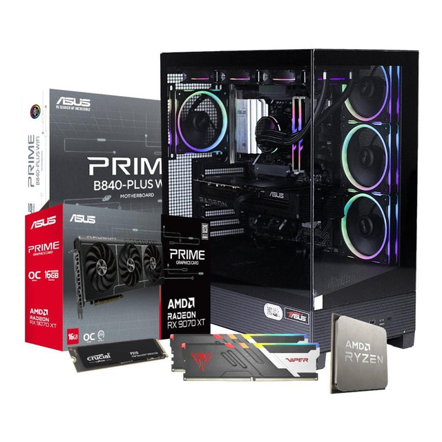 PCBuilder MAXIMUS Gaming Desktop PC - AMD Ryzen 7 7800X3D 1TB SSD 32GB RAM Radeon RX 9070 XT Win 11 Home