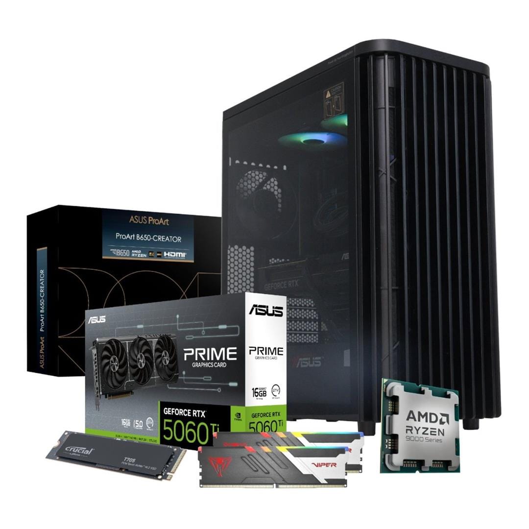 PCBuilder MONET Creator Workstation PC - AMD Ryzen 7 9700X 1TB SSD 32GB RAM RTX 5060 Ti Win 11 Home