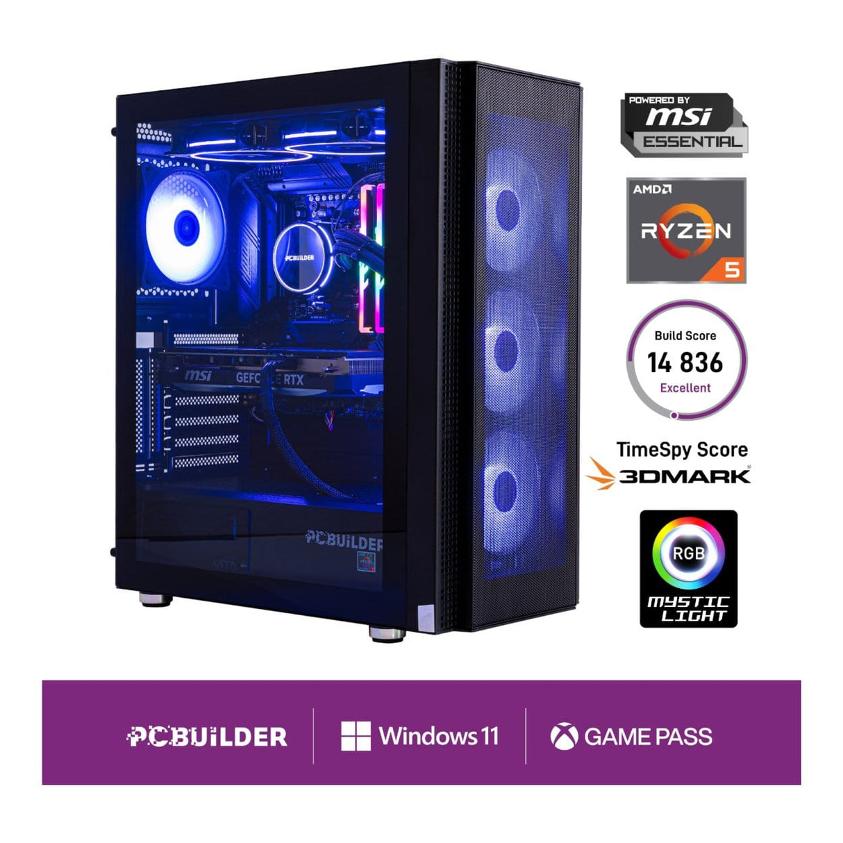 PCBuilder NEXUS Gaming Desktop PC - AMD Ryzen 5 9600X 1TB SSD 32GB RAM RTX 5060Ti Win 11 Home