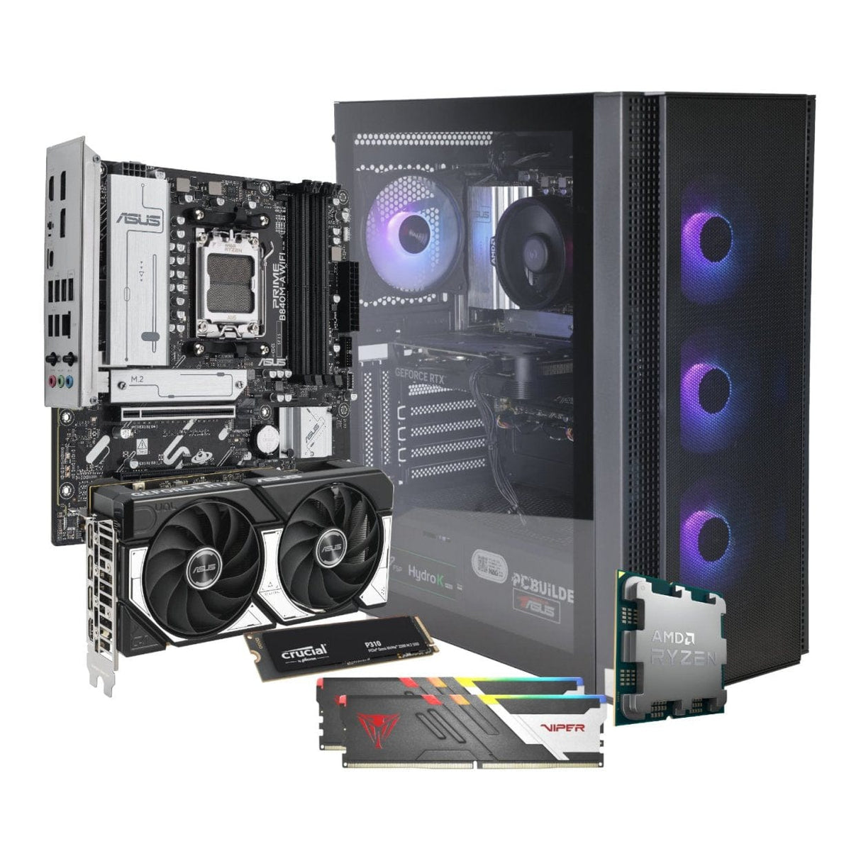 PCBuilder OBLIVION Gaming Desktop PC – AMD Ryzen 5 8400F 1TB SSD 32GB RAM GeForce RTX 5060 Win 11 Home