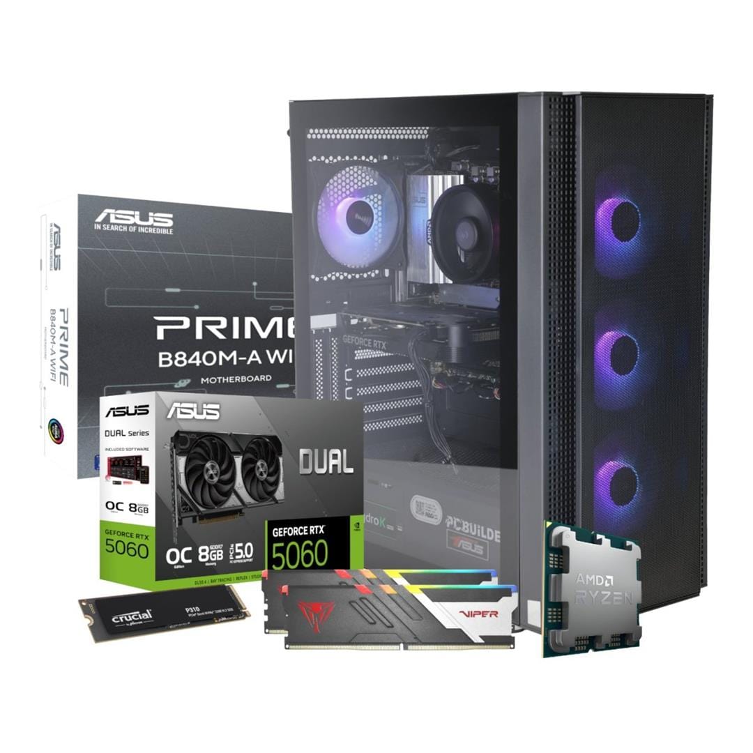 PCBuilder OBLIVION Gaming Desktop PC – AMD Ryzen 5 8400F 1TB SSD 32GB RAM GeForce RTX 5060 Win 11 Home